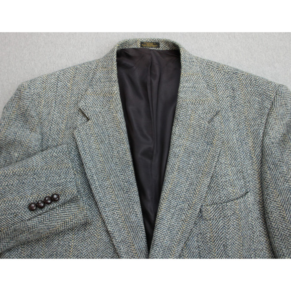 Harris Tweed Blazer Mens 50R Herringbone 100% Wool Sports Jacket - Picture 1 of 11